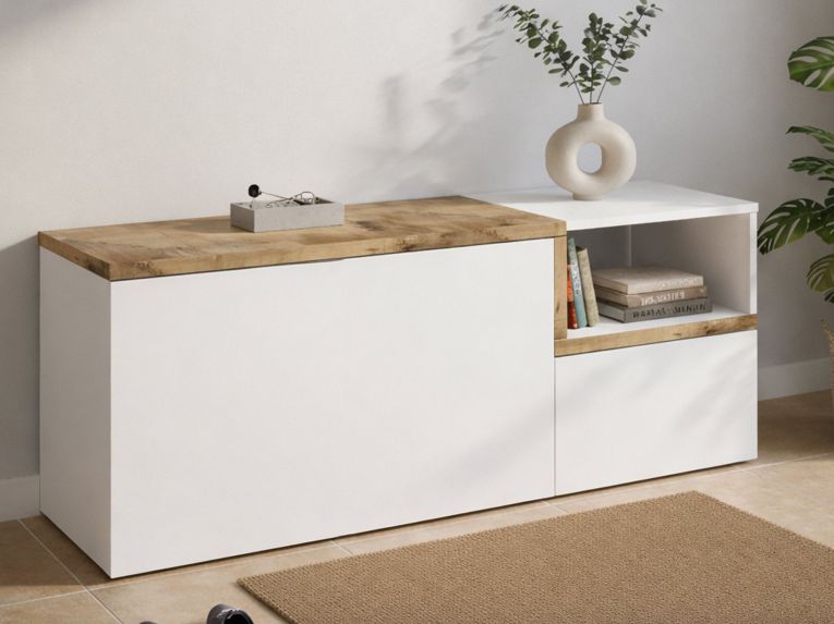 Mobile da ingresso 2 ante bianco lucido e acero 120x54h cm - Aska
