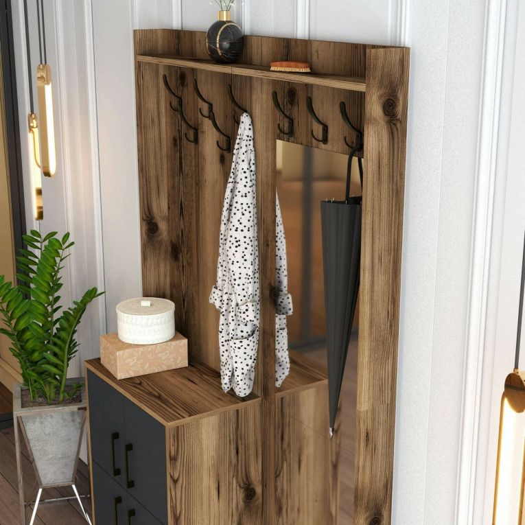 Mobile da ingresso 2 ante noce e antracite 120x200h cm - Isidore