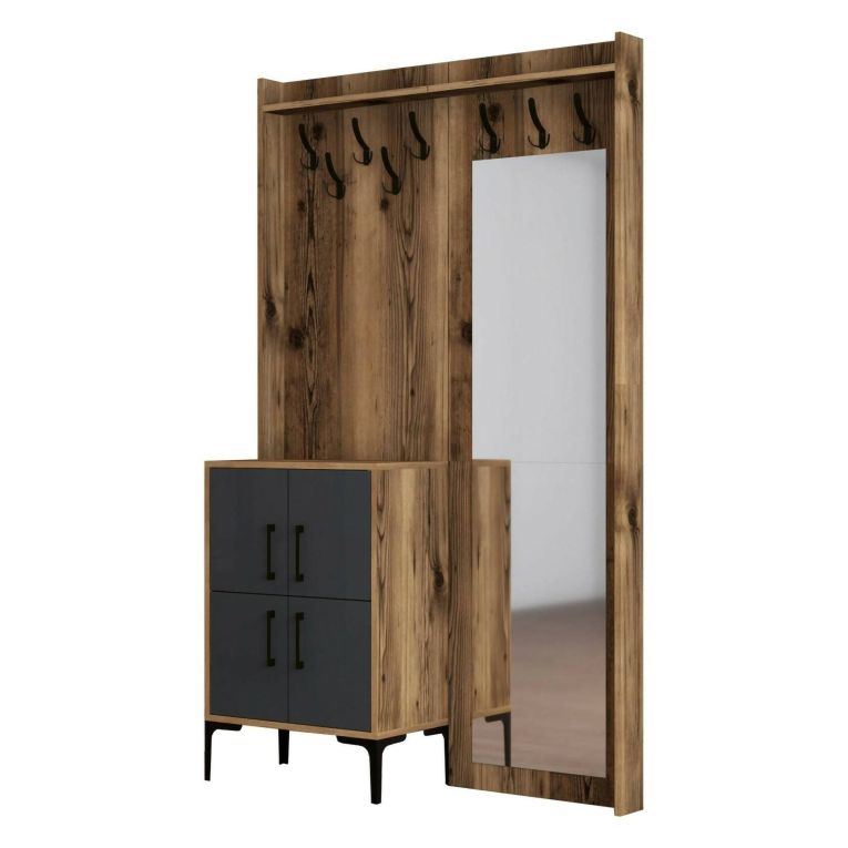 Mobile da ingresso 2 ante noce e antracite 120x200h cm - Isidore
