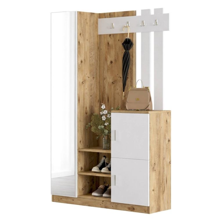 Mobile da ingresso 2 ante quercia e bianco 113x179h cm - Arco