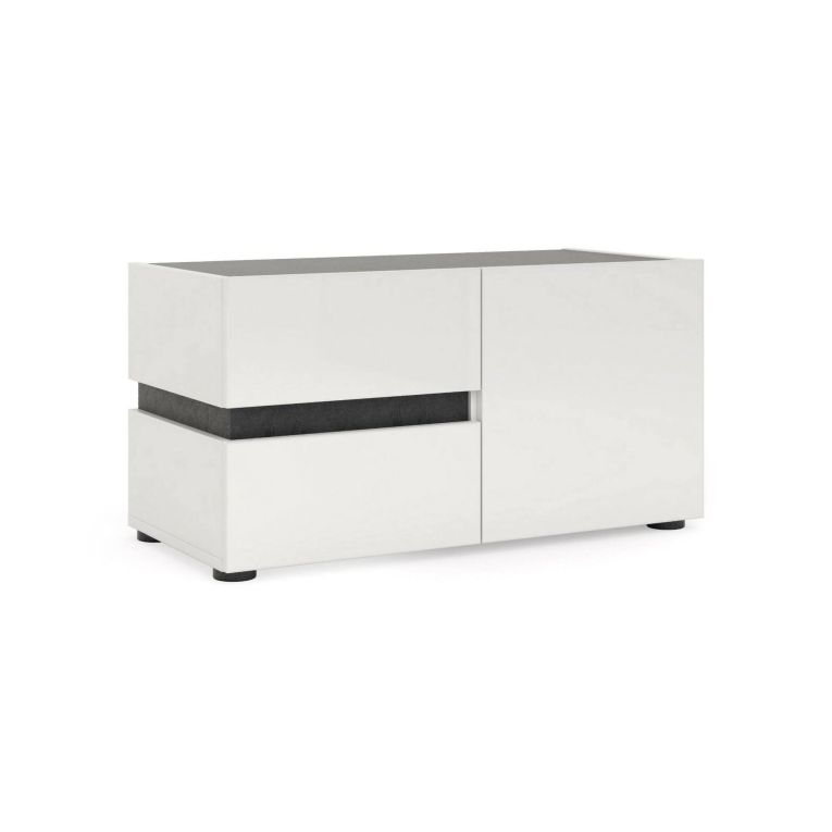 Mobile da ingresso Antananarivo, Entratina appendiabiti, Composizione per atrio, Consolle portaoggetti multifunzione, Made in Italy, 80x38h42 cm, Bianco lucido e Antracite