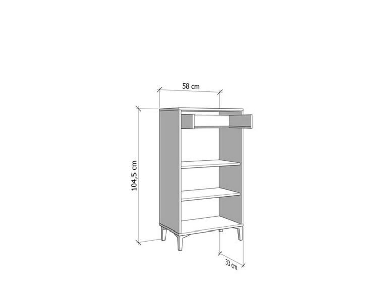 Mobile da Ingresso Bianco 2 Ripiani un Cassetto 58x35x104.5h cm, Un'anta - Ossona