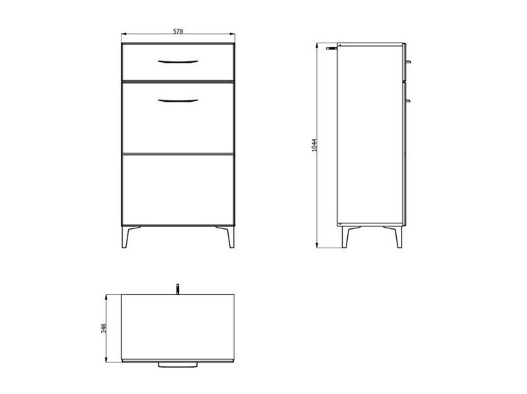 Mobile da Ingresso Bianco 2 Ripiani un Cassetto 58x35x104.5h cm, Un'anta - Ossona