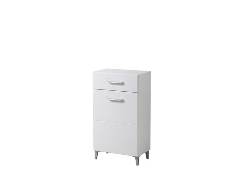 Mobile da Ingresso Bianco 2 Ripiani un Cassetto 58x35x104.5h cm, Un'anta - Ossona