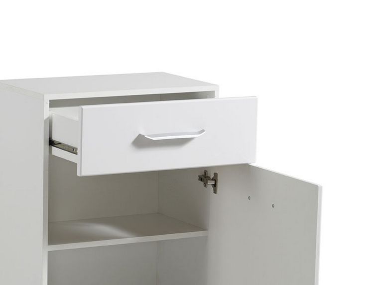 Mobile da Ingresso Bianco 2 Ripiani un Cassetto 58x35x104.5h cm, Un'anta - Ossona