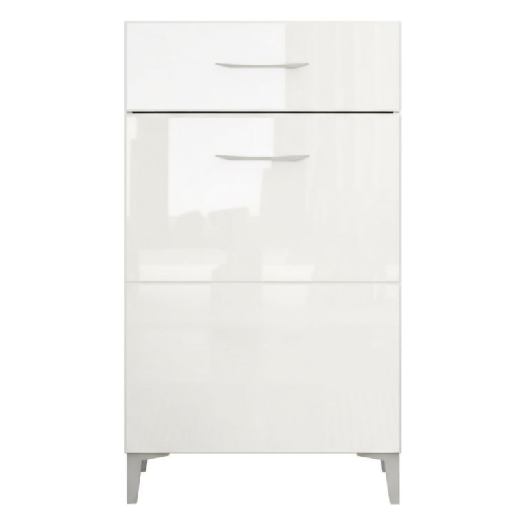 Mobile da Ingresso Bianco 2 Ripiani un Cassetto 58x35x104.5h cm, Un'anta - Ossona