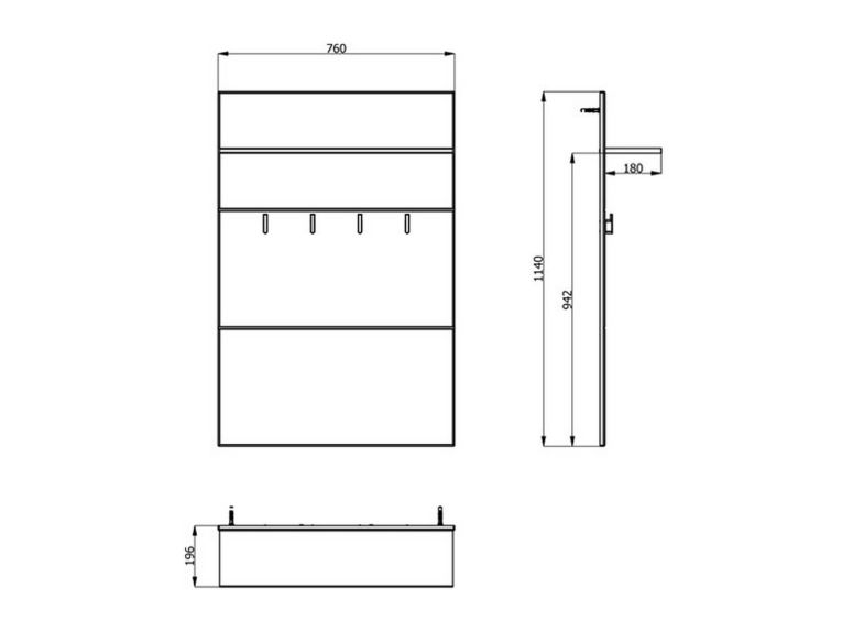 Mobile da Ingresso Bianco Bianco un Ripiano Appendiabiti 76x19.5x114h cm, Installazione Sospeso - Valdemone
