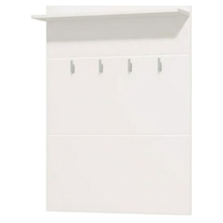 Mobile da Ingresso Bianco Bianco un Ripiano Appendiabiti 76x19.5x114h cm, Installazione Sospeso - Valdemone