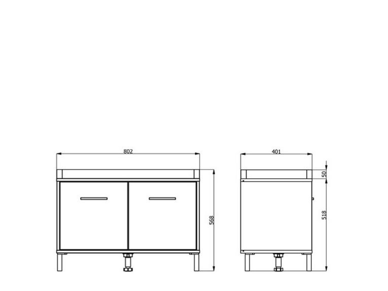 Mobile da Ingresso Bianco Crema Grigio Chiaro un Ripiano 2 Ante 80x40x57h cm, 2 Vani - Marciana