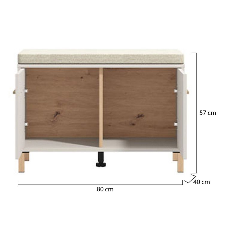 Mobile da Ingresso Bianco Crema Grigio Chiaro un Ripiano 2 Ante 80x40x57h cm, 2 Vani - Marciana