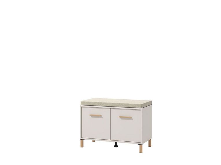 Mobile da Ingresso Bianco Crema Grigio Chiaro un Ripiano 2 Ante 80x40x57h cm, 2 Vani - Marciana
