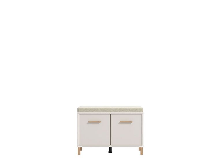 Mobile da Ingresso Bianco Crema Grigio Chiaro un Ripiano 2 Ante 80x40x57h cm, 2 Vani - Marciana
