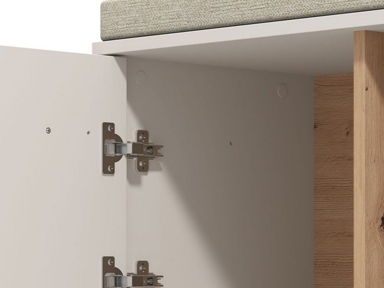 Mobile da Ingresso Bianco Crema Grigio Chiaro un Ripiano 2 Ante 80x40x57h cm, 2 Vani - Marciana