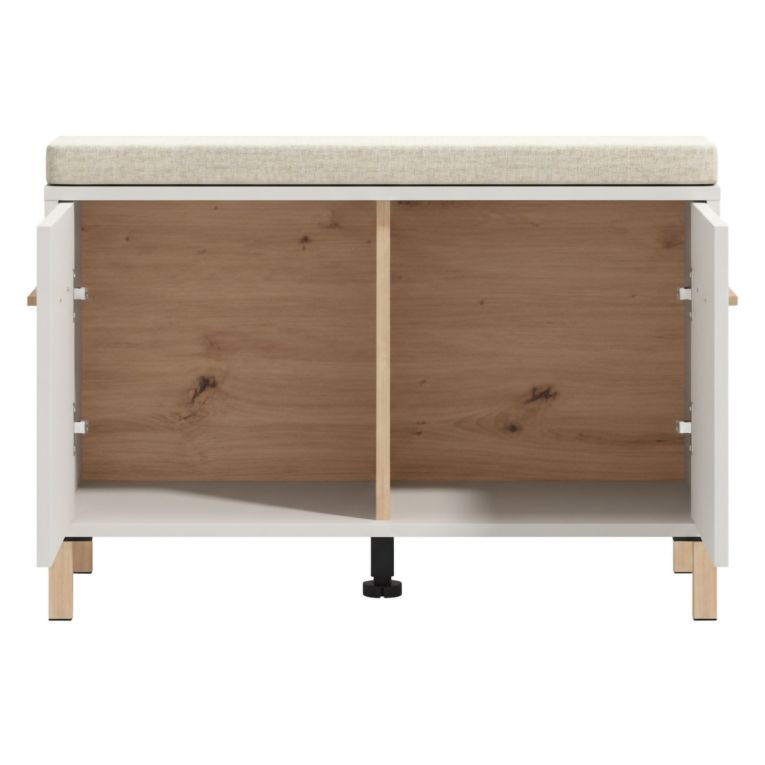 Mobile da Ingresso Bianco Crema Grigio Chiaro un Ripiano 2 Ante 80x40x57h cm, 2 Vani - Marciana