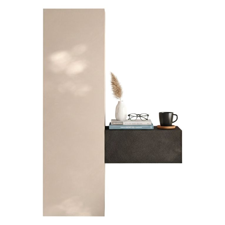 Mobile da Ingresso Bianco Crema Marrone Noce 15 Paia Cassetti 123x30x186h cm, 4 Ripiani Made in Italy - Faicchio
