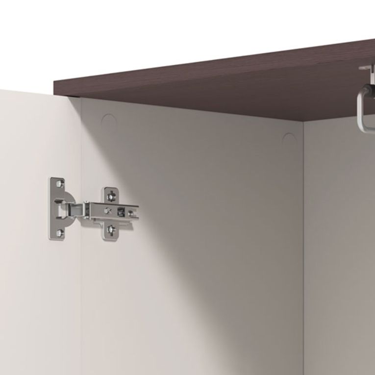 Mobile da Ingresso Bianco Crema Marrone Noce Specchio Incluso 4 Ripiani 116x35x197h cm, Appendiabiti - Raroto