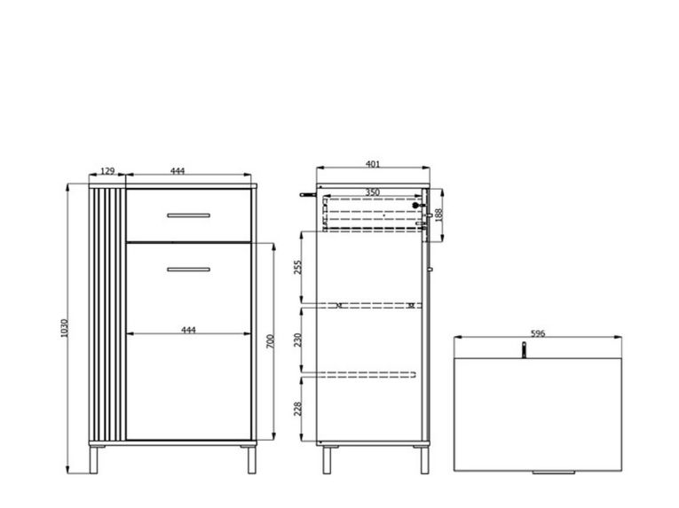 Mobile da Ingresso Bianco Crema Marrone un Cassetto 2 Ripiani 59.5x40x103h cm, Un'anta - Carducci