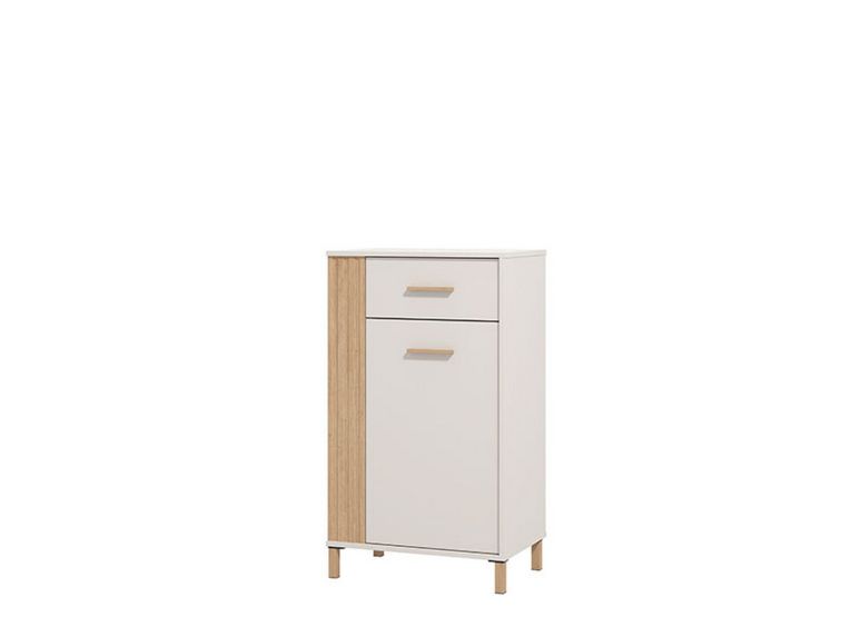 Mobile da Ingresso Bianco Crema Marrone un Cassetto 2 Ripiani 59.5x40x103h cm, Un'anta - Carducci