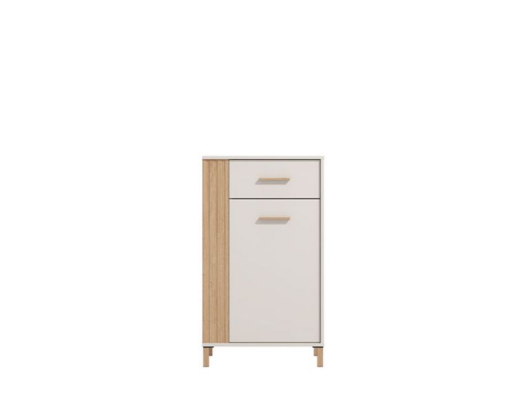 Mobile da Ingresso Bianco Crema Marrone un Cassetto 2 Ripiani 59.5x40x103h cm, Un'anta - Carducci