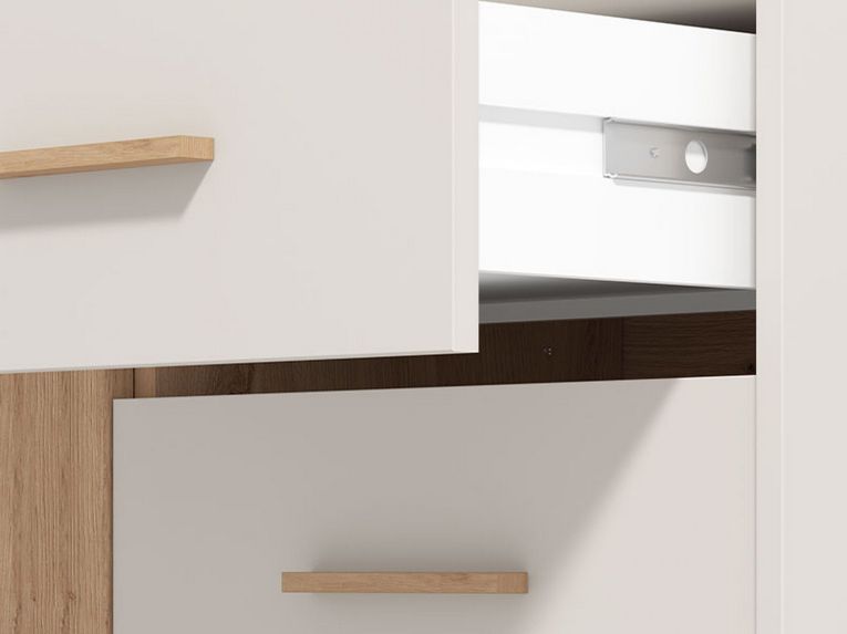 Mobile da Ingresso Bianco Crema Marrone un Cassetto 2 Ripiani 59.5x40x103h cm, Un'anta - Carducci
