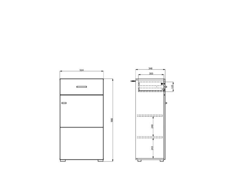 Mobile da Ingresso Bianco Crema Nero un Cassetto 2 Ripiani 51.5x35x98h cm, Un'anta - Trevi