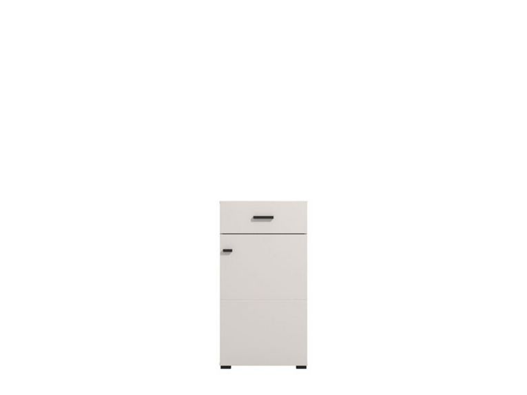 Mobile da Ingresso Bianco Crema Nero un Cassetto 2 Ripiani 51.5x35x98h cm, Un'anta - Trevi