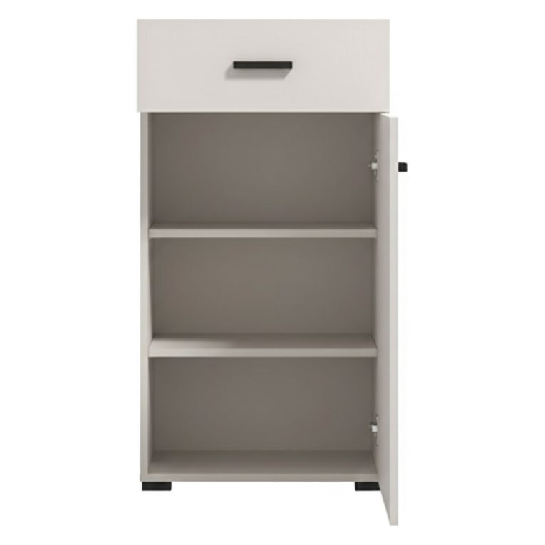 Mobile da Ingresso Bianco Crema Nero un Cassetto 2 Ripiani 51.5x35x98h cm, Un'anta - Trevi