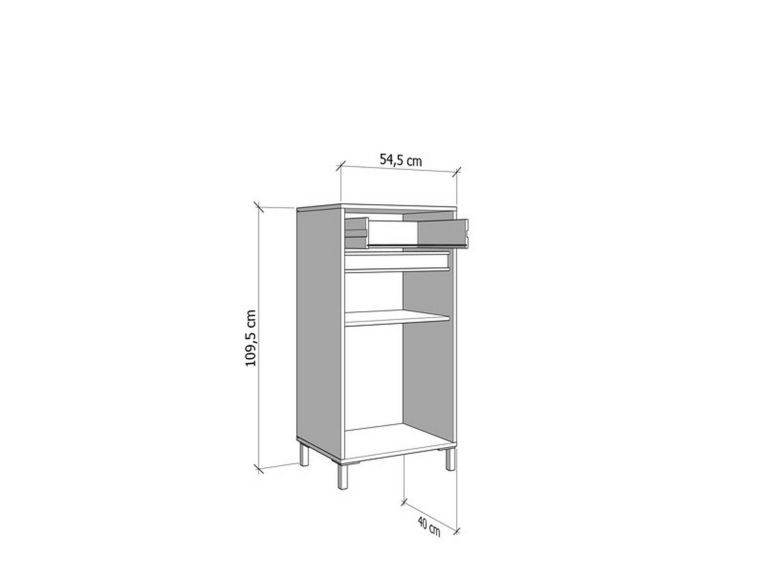 Mobile da Ingresso Bianco Crema Nero un Cassetto 2 Ripiani 54.5x40x109.5h cm, Un'anta - Pollenza