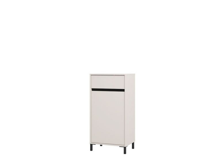 Mobile da Ingresso Bianco Crema Nero un Cassetto 2 Ripiani 54.5x40x109.5h cm, Un'anta - Pollenza