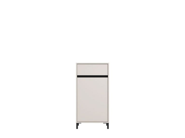 Mobile da Ingresso Bianco Crema Nero un Cassetto 2 Ripiani 54.5x40x109.5h cm, Un'anta - Pollenza