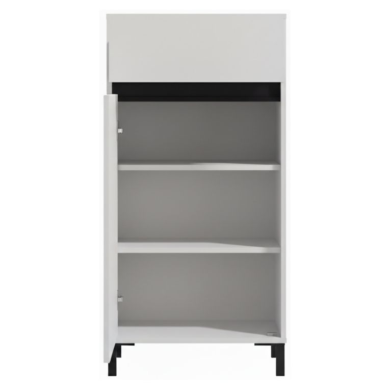 Mobile da Ingresso Bianco Crema Nero un Cassetto 2 Ripiani 54.5x40x109.5h cm, Un'anta - Pollenza