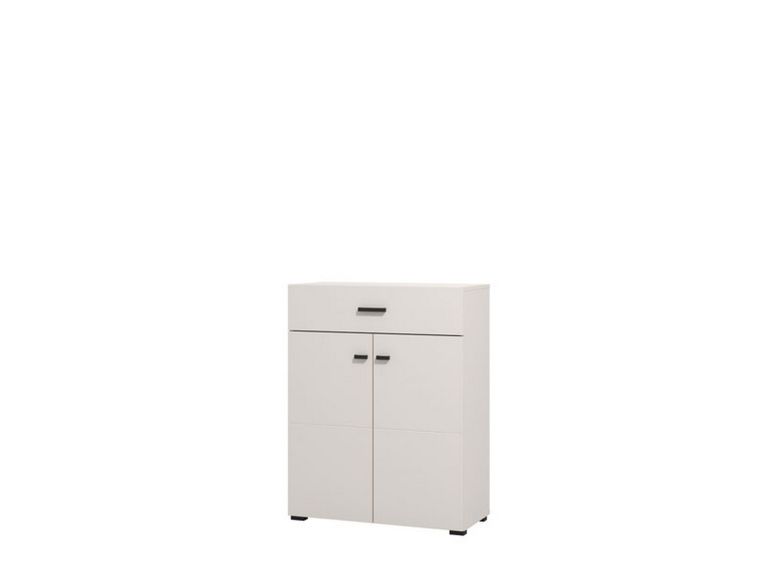 Mobile da Ingresso Bianco Crema Nero un Cassetto 2 Ripiani 77x35x98h cm, 2 Ante - Torrice