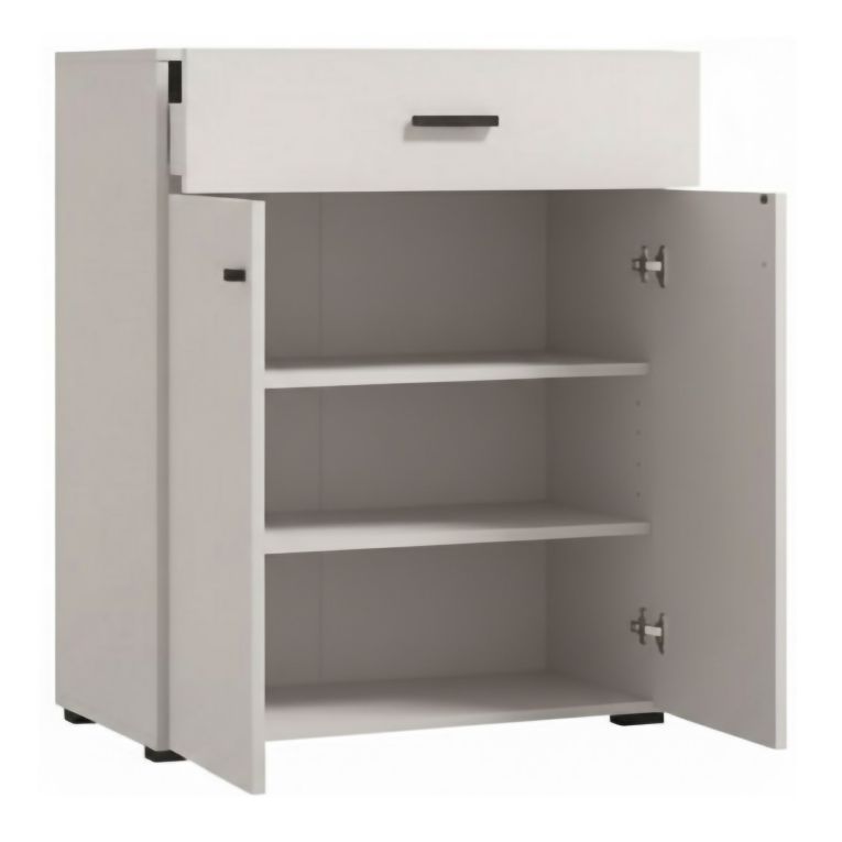 Mobile da Ingresso Bianco Crema Nero un Cassetto 2 Ripiani 77x35x98h cm, 2 Ante - Torrice