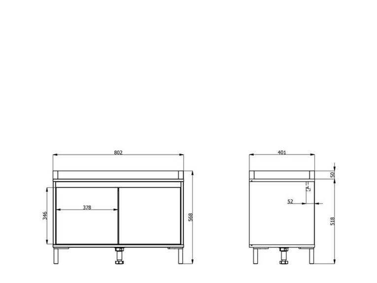 Mobile da Ingresso Bianco Crema Nero un Ripiano 2 Ante 80x40x57h cm, 2 Vani - Force