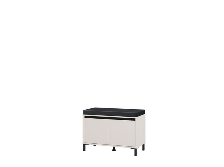 Mobile da Ingresso Bianco Crema Nero un Ripiano 2 Ante 80x40x57h cm, 2 Vani - Force