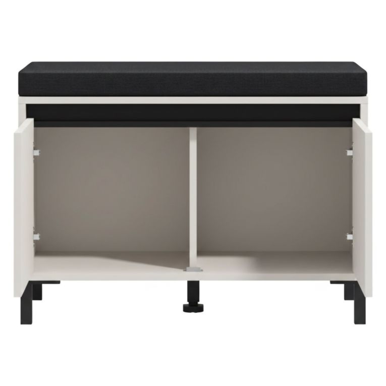 Mobile da Ingresso Bianco Crema Nero un Ripiano 2 Ante 80x40x57h cm, 2 Vani - Force