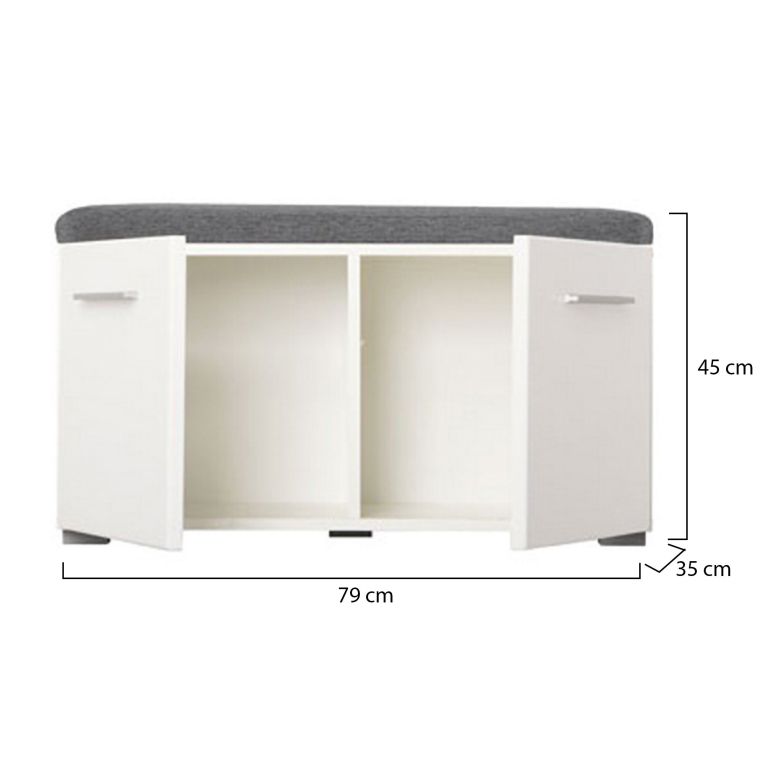Mobile da Ingresso Bianco Grigio Scuro un Ripiano 2 Ante 79x35x45h cm, 2 Vani - Cannole