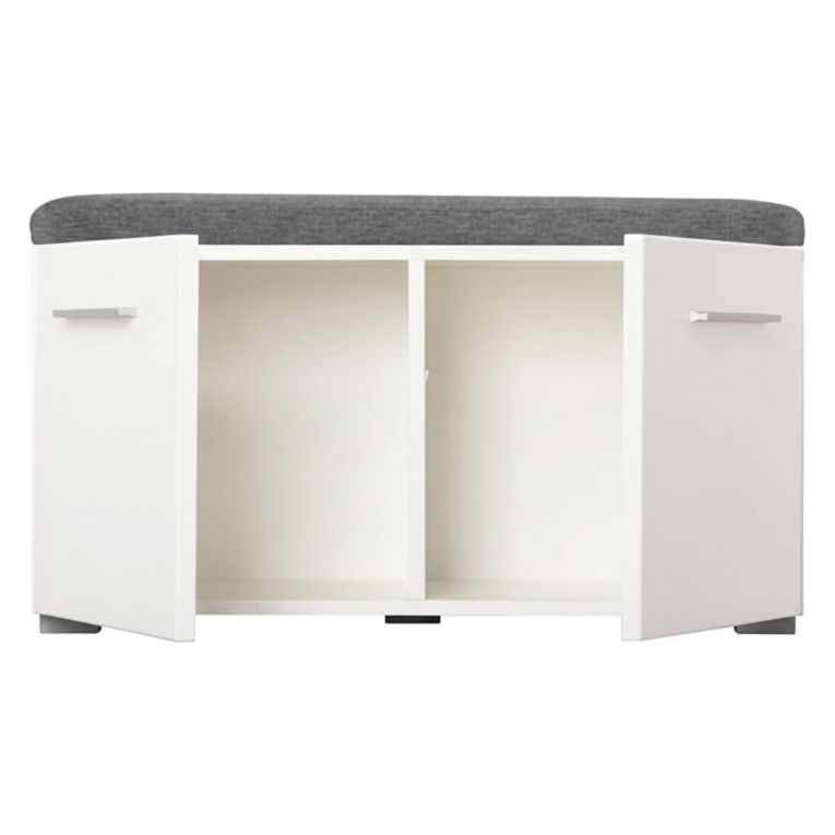 Mobile da Ingresso Bianco Grigio Scuro un Ripiano 2 Ante 79x35x45h cm, 2 Vani - Cannole