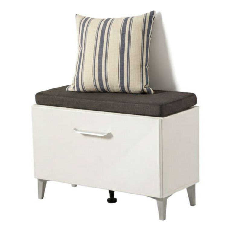 Mobile da Ingresso Bianco Grigio Scuro un Ripiano Un'anta 74.5x35x53h cm, 2 Vani - Ceranesi