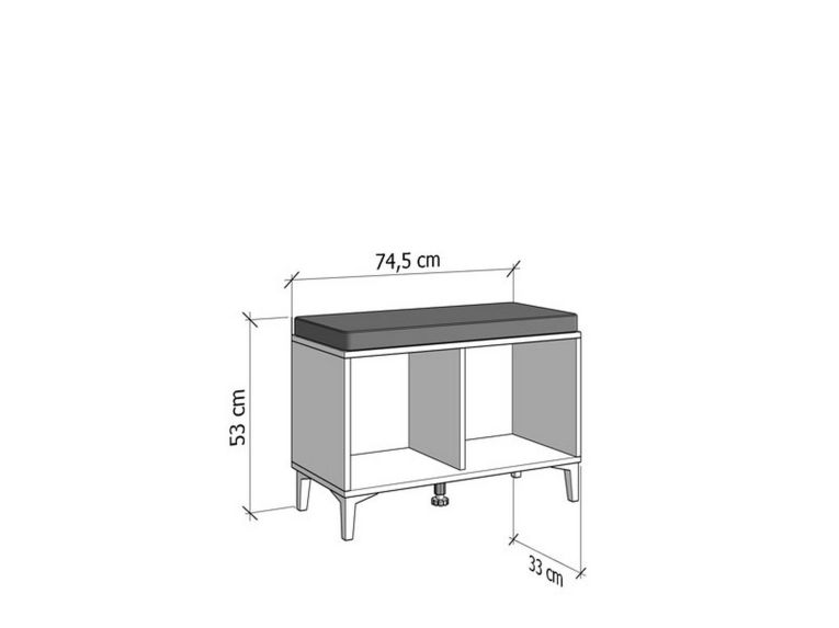 Mobile da Ingresso Bianco Grigio Scuro un Ripiano Un'anta 74.5x35x53h cm, 2 Vani - Ceranesi