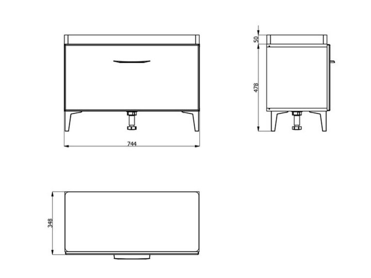 Mobile da Ingresso Bianco Grigio Scuro un Ripiano Un'anta 74.5x35x53h cm, 2 Vani - Ceranesi