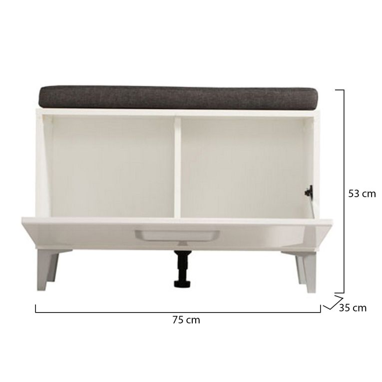 Mobile da Ingresso Bianco Grigio Scuro un Ripiano Un'anta 74.5x35x53h cm, 2 Vani - Ceranesi