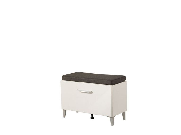Mobile da Ingresso Bianco Grigio Scuro un Ripiano Un'anta 74.5x35x53h cm, 2 Vani - Ceranesi