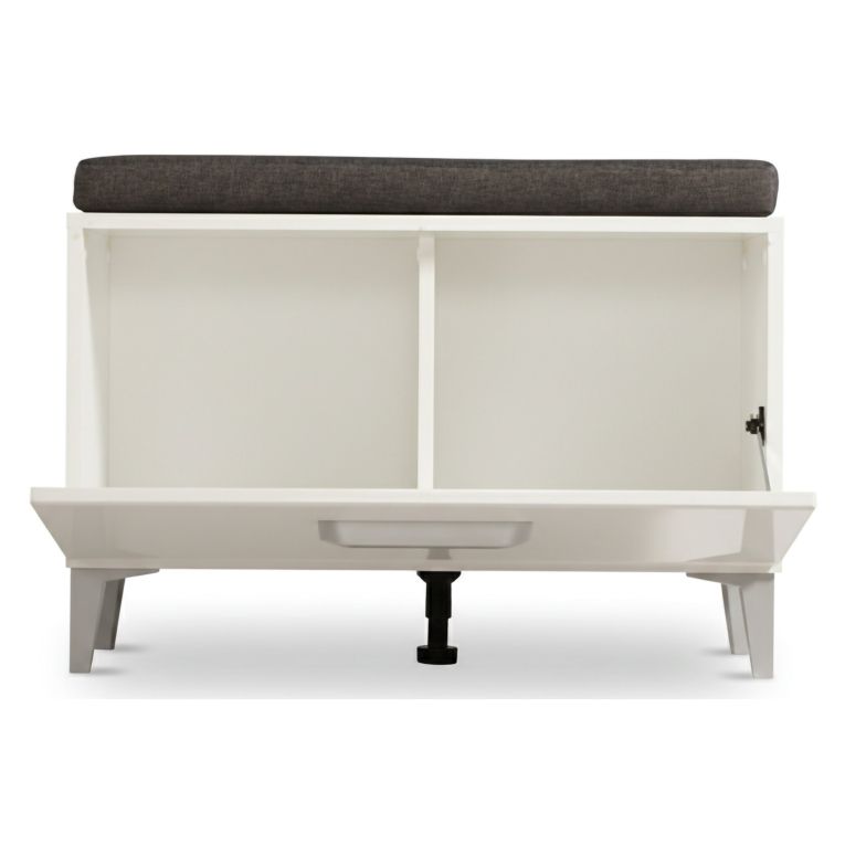 Mobile da Ingresso Bianco Grigio Scuro un Ripiano Un'anta 74.5x35x53h cm, 2 Vani - Ceranesi
