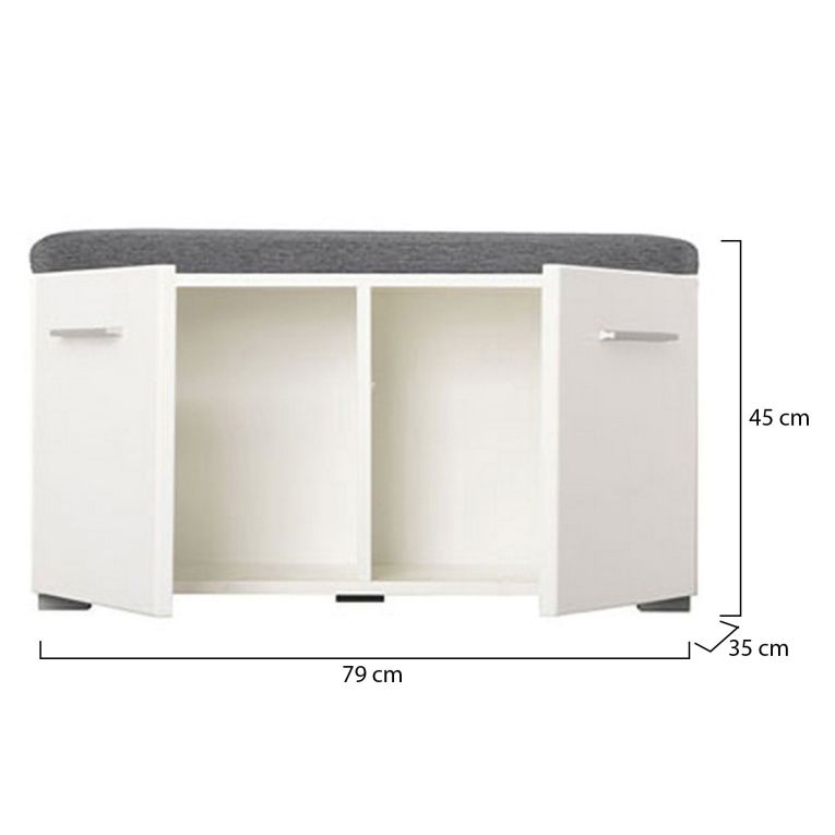 Mobile da Ingresso Bianco Grigio un Ripiano 2 Ante 79x35x45h cm, 2 Vani - Cannole