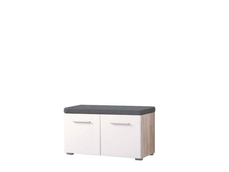 Mobile da Ingresso Bianco Grigio un Ripiano 2 Ante 79x35x45h cm, 2 Vani - Cannole
