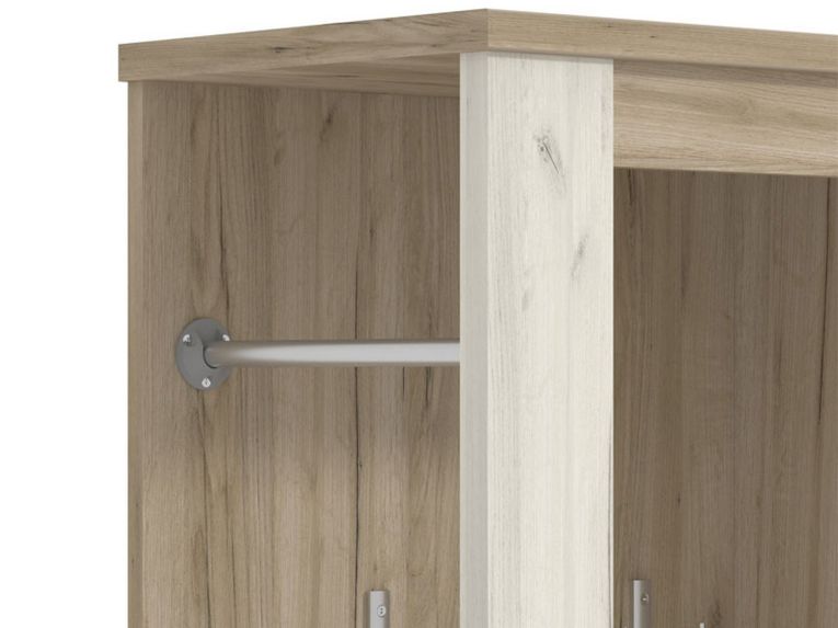 Mobile da Ingresso Bianco Larice Marrone Rovere Specchio Incluso 5 Ripiani 114x36.5x195h cm, Appendiabiti - Valva