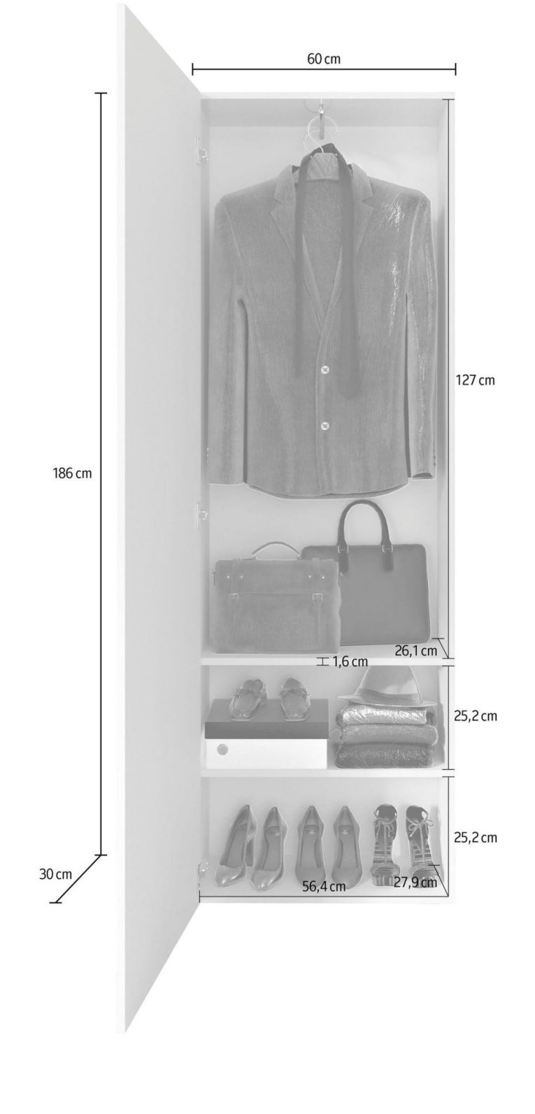 Mobile da Ingresso Bianco Lucido Bianco Appendiabiti 6 Paia 78x31x186.5h cm, 2 Ripiani - Medolla