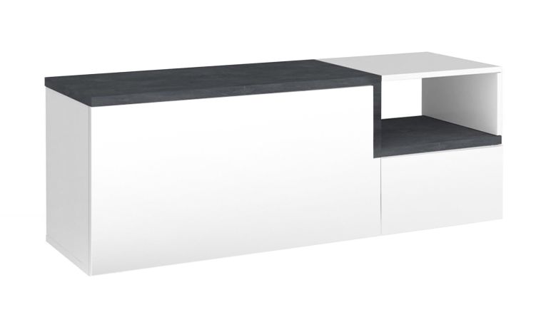 Mobile da Ingresso Bianco Lucido Grigio Ardesia 3 Ripiani Appendiabiti 120x40x154h cm, 2 Ante Made in Italy - Graziella