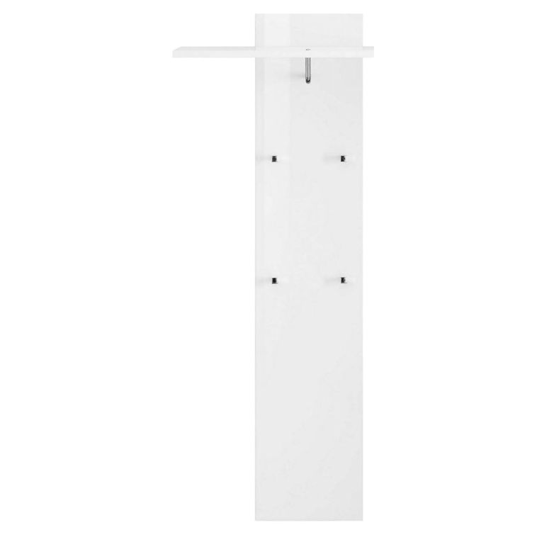 Mobile da Ingresso Bianco Lucido un Ripiano Appendiabiti 50x27x140h cm, Installazione Sospesa - Etesia